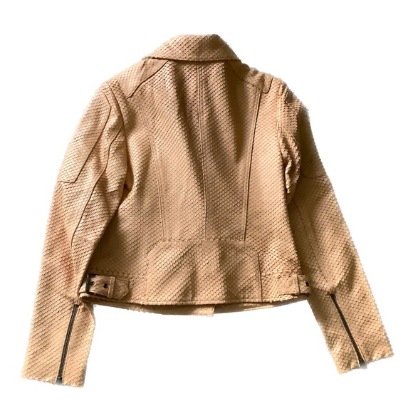 Banana Republic Heritage Blush Lamb Leather Scale Texture Moto Biker Jacket XS - Picture 7 of 7
